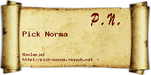 Pick Norma névjegykártya